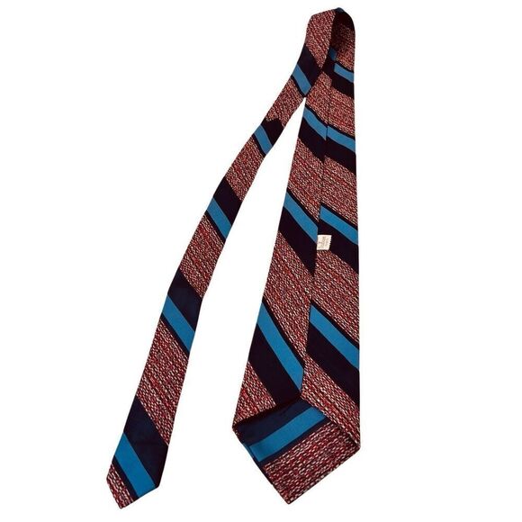 Vintage DACRON Polyester Red Blue Stripe 53" x 3.79" Necktie Tie - Picture 6 of 8